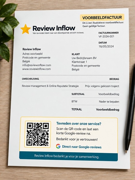 Voorbeeld van een factuur met reviewverwijzing